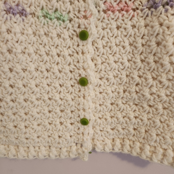 Handmade Handknitted Little Girls Pastel Button Cardigan Sweater - Picture 10 of 12